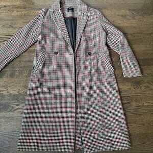 Bershka Camel/Black/Red Houndstooth Coat